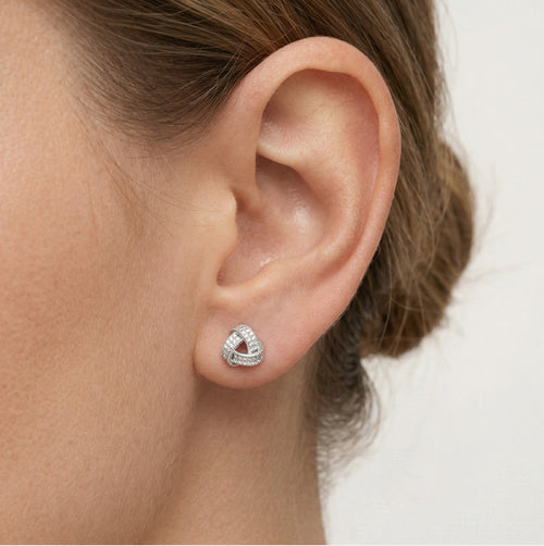 Sterling Silber Knoten Ohrstecker mit Zirkonia