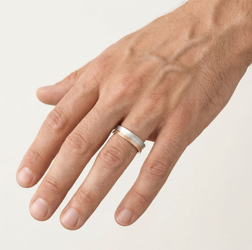 Dual tone gold solitaire wedding ring