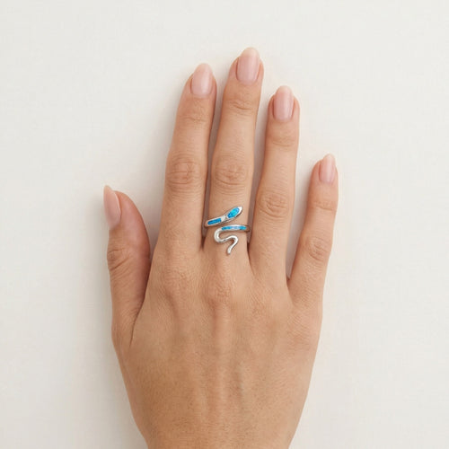 Snake blue opal ring