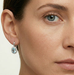 Pendientes reales de aguamarina y diamante