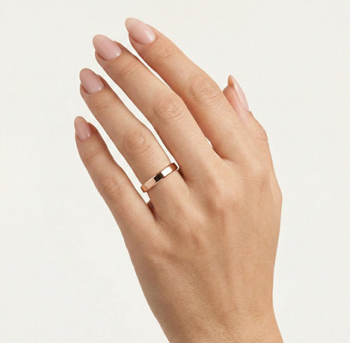 Bague de mariage élégante en or rose, fine de 3 mm