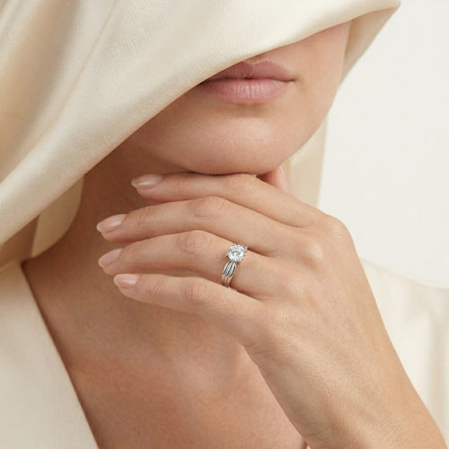 White gold classic cubic zircon ring