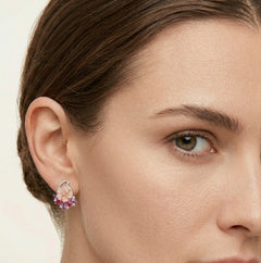  Náušnice z růžového zlata s drahými kameny