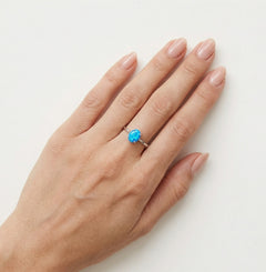 Simple opal silver ring