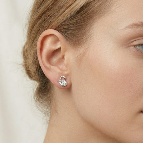 Stříbrné náušnice s labutí