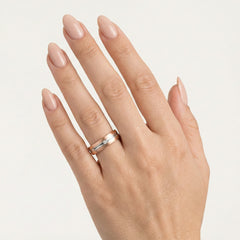 Anillo de boda de oro rosa y blanco