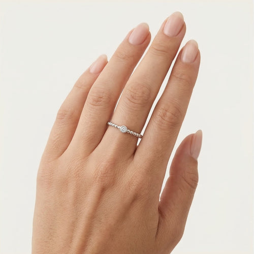 Bublinkový prsten z bílého zlata s diamanty