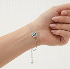 Bracelet en argent sterling avec saphirs et zirconiums