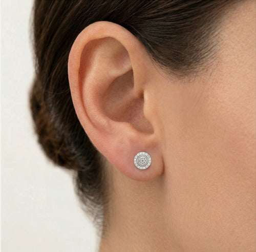 Simple white gold earrings with diamonds