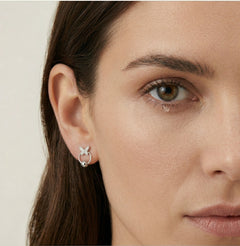Boucles d'oreilles en argent avec anneau en forme de papillon