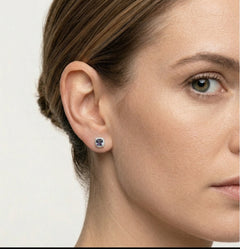 Square royal mystic topaz studs