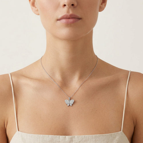 Sparkling white butterfly pendant