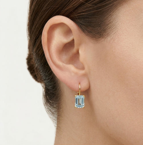 Blaue Topas-Ohrringe aus Gold