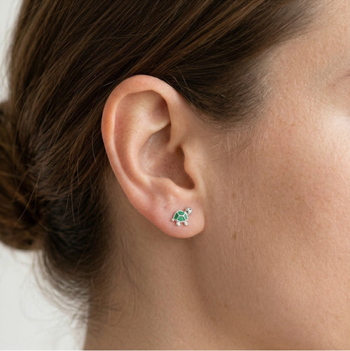 Boucles d’oreilles puces tortue en argent sterling