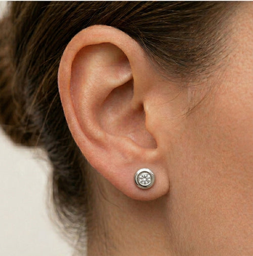 Bezel diamond earrings