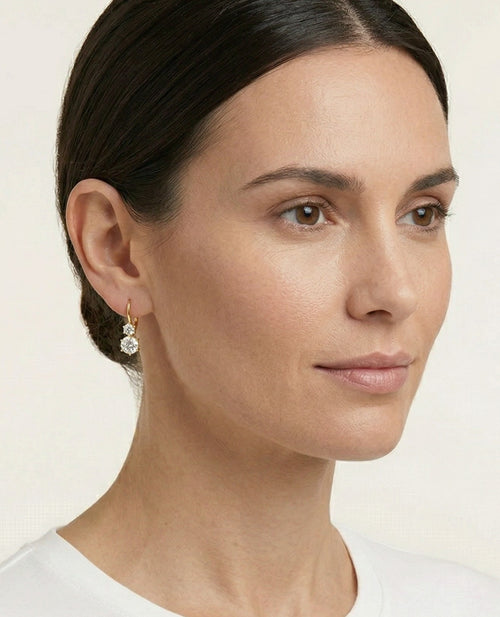 Zlaté náušnice se zirkonem osazeným v 6 krapnách