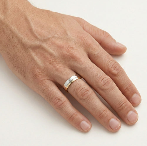 Zweifarbiges Gold-Ehering-Set