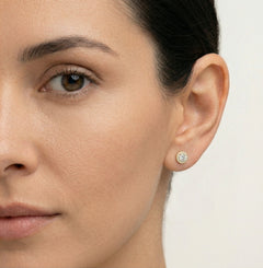 Pendientes de botón con halo de circonita cúbica