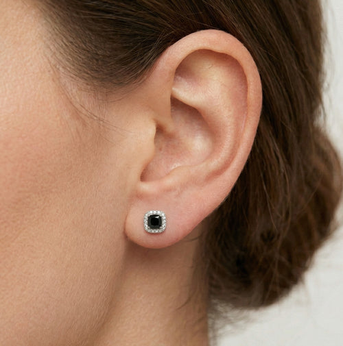 Square black onyx studs