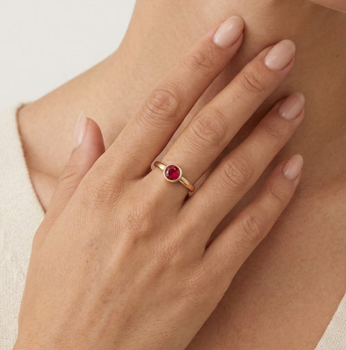 Rose gold ring with round ruby