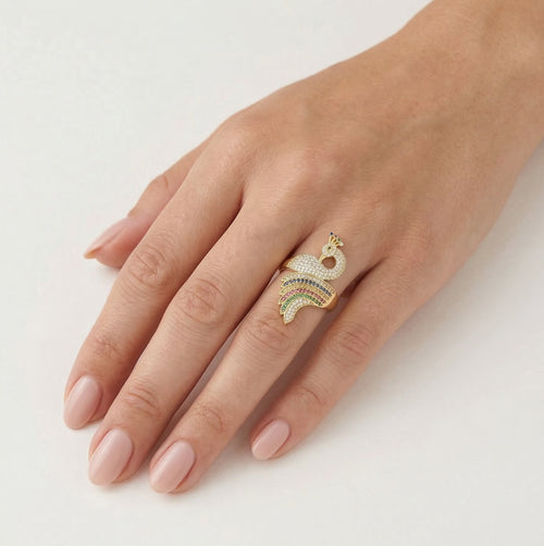 Peacock gold ring