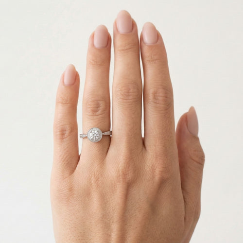 Anillo vintage halo de plata