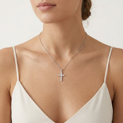 Decent white gold diamond cross