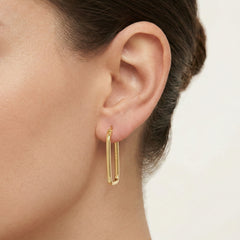 Boucles d’oreilles créoles rectangulaires en or