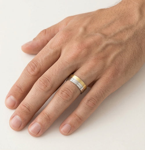 Halb Gelb- und Weißgold Ehering