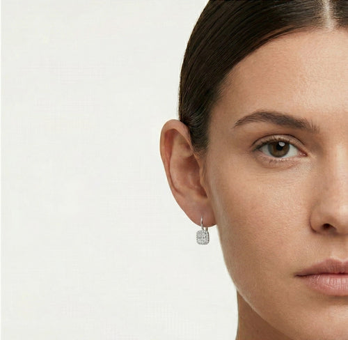 Rechteckige Zirkonia-Ohrringe aus Weißgold