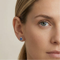 Royal sapphire diamond white gold earrings