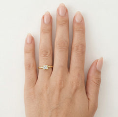 Princess cubic zirconia solitaire gold ring