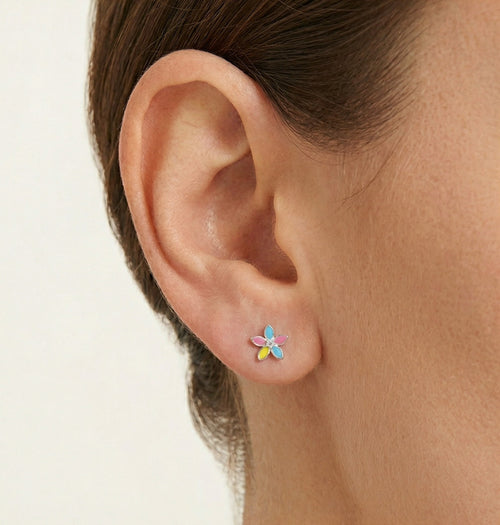 Květinové náušnice stříbro