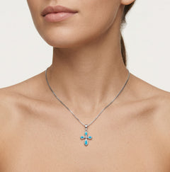 Cruz decorativa de ópalo azul