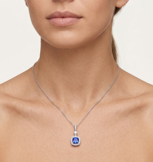 Pendentif en or blanc avec tanzanite et diamants