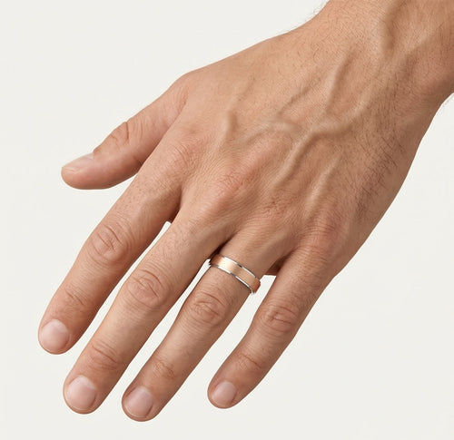 Alliance en or blanc et rose en forme de cœur