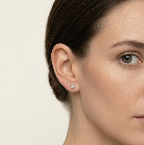 Bezel crystal gold studs