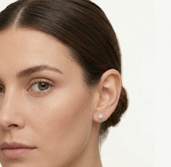 Dazzling round cut diamond earrings in lustrous white gold