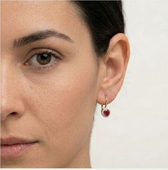 Boucles d’oreilles rondes en rubellite