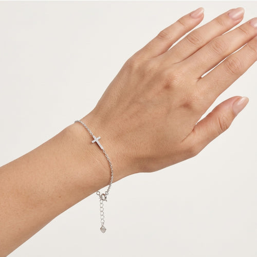 Bracelet chaîne croix en argent sterling
