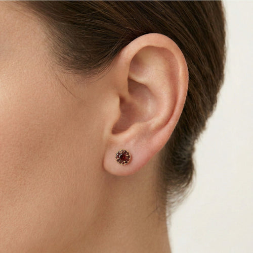Boucles d’oreilles en grenat sur or 14 carats