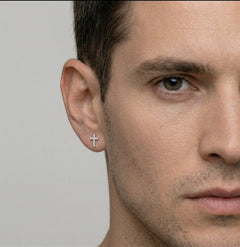 Cross white gold diamond earrings