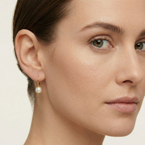 Pendientes colgantes de perlas en oro