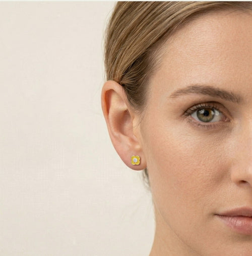 Clous d’oreilles en or jaune avec zircon cubique rond