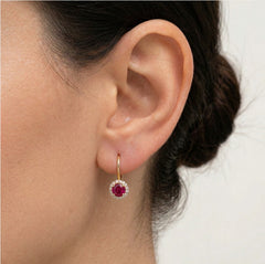 Boucles d’oreilles rondes en rubellite