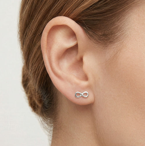 Náušnice nekonečno z bílého zlata