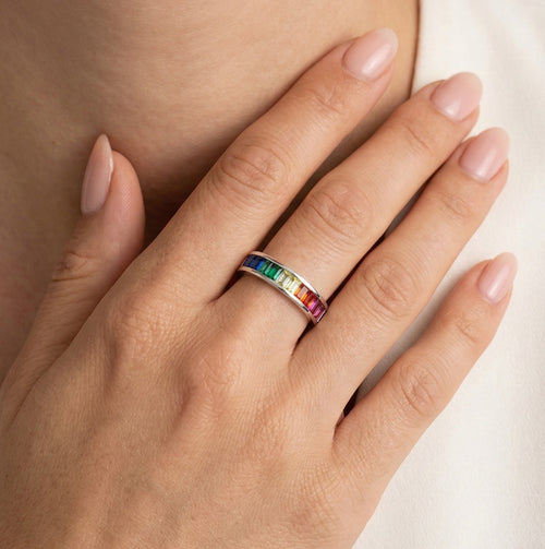 Regenbogen-Baguette-Ring