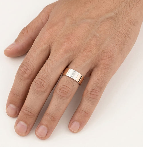 Masivní snubní prsten z bílého a růžového zlata