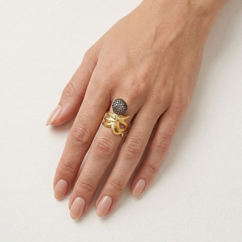 Three tone diamond octopus ring