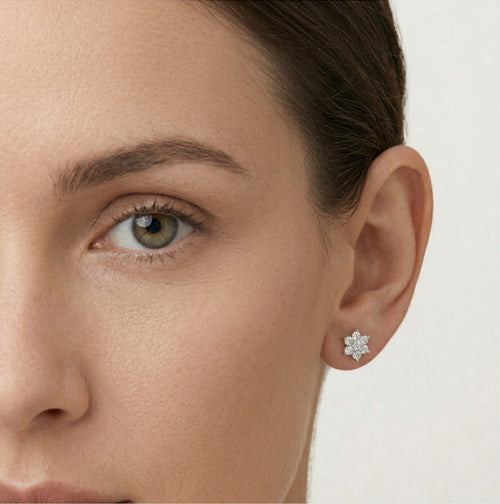 Stříbrné náušnice květy s kulatými zirkony